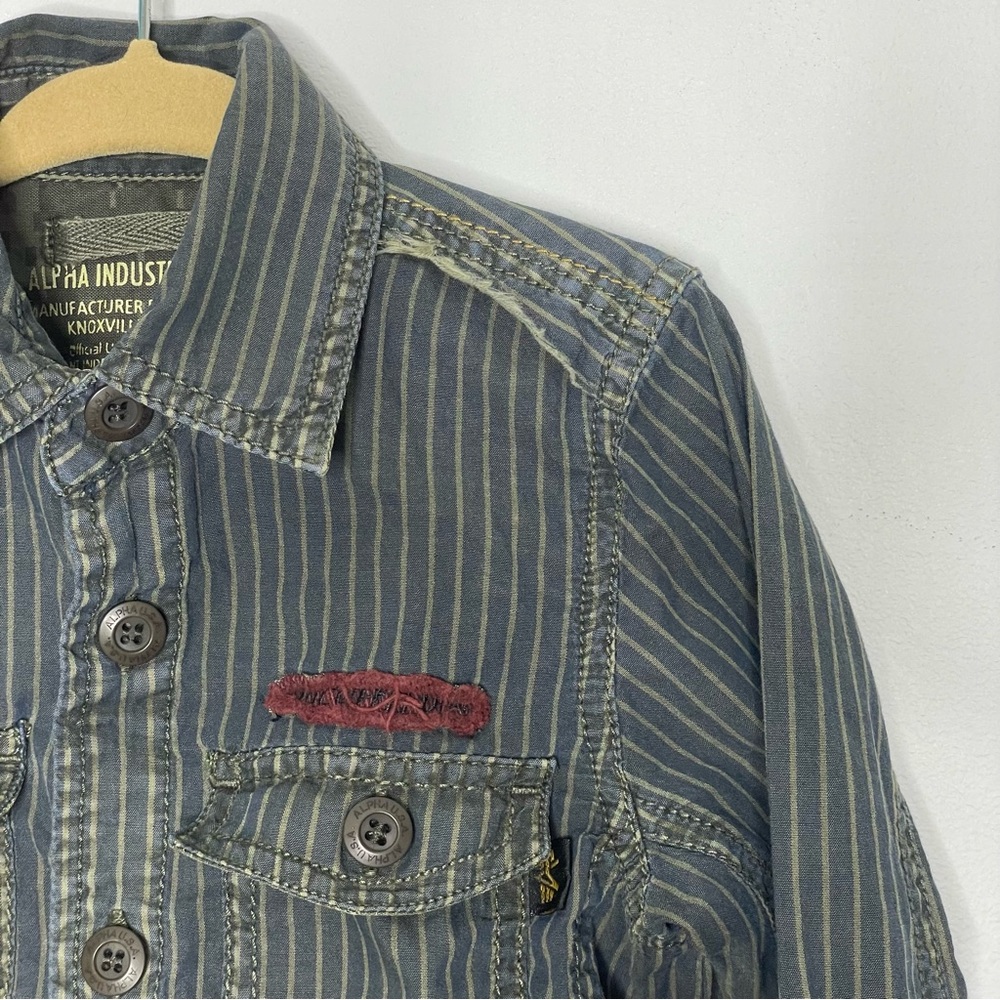 ALPHA INDUSTRIES INC Striped Long Sleeve Button Down Shirt - Picture 3 of 7